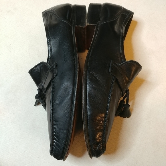 Mario Bruni Men's 9 D Black Leather Tassel Loafe - Picture 2 of 8
